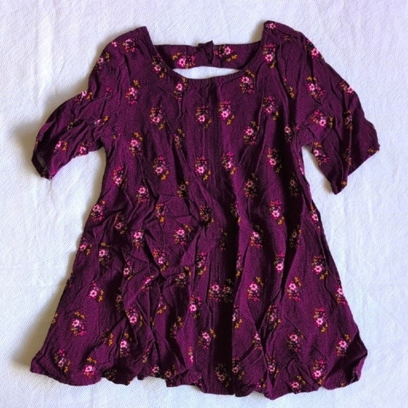 old navy purple floral lightweight rayon swing dress 18-24 months baby girl - Picture 1 of 7